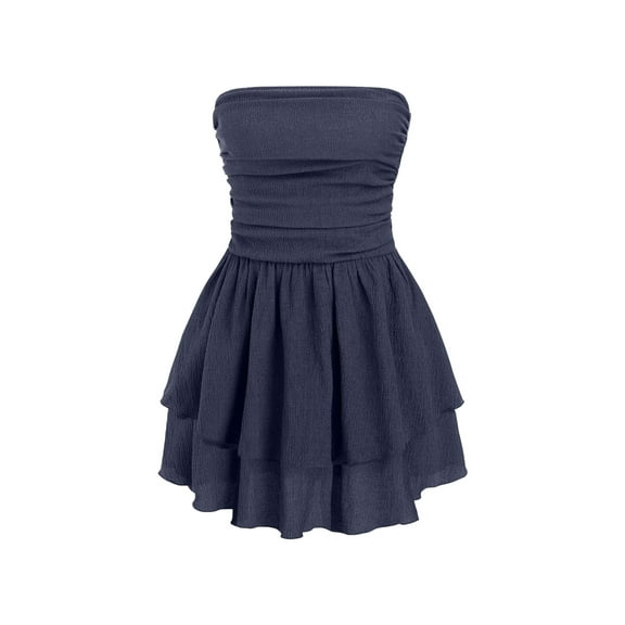 Strapless Textured Ruffle Mini Dress