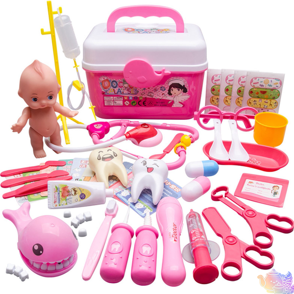 43pcs Pretend Dentist Medical Playset with Storage Case, Baby Doll, Dental Tools and First-Aid Accessories, Hospital Pretend Play House Toys, Doctor & Dentist Role Play Toy for Kids Ages 3 and Up