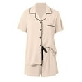 thumbnail image 4 of Lixiuxyad Pajama Womens Womens Pajamas Set Short Sleeve Sleepwear Button Down Nightwear Shorts Soft Home Wear Sets, 4 of 5