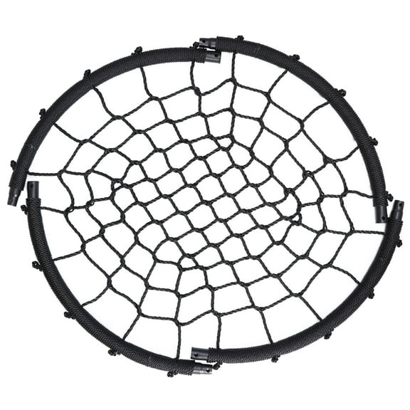 AOJDVE Round woven mesh hammock style swing for adults and children, shared outdoor courtyard park, entertainment rope swing set, sturdy, durable, strong load-bearing capacity (black)