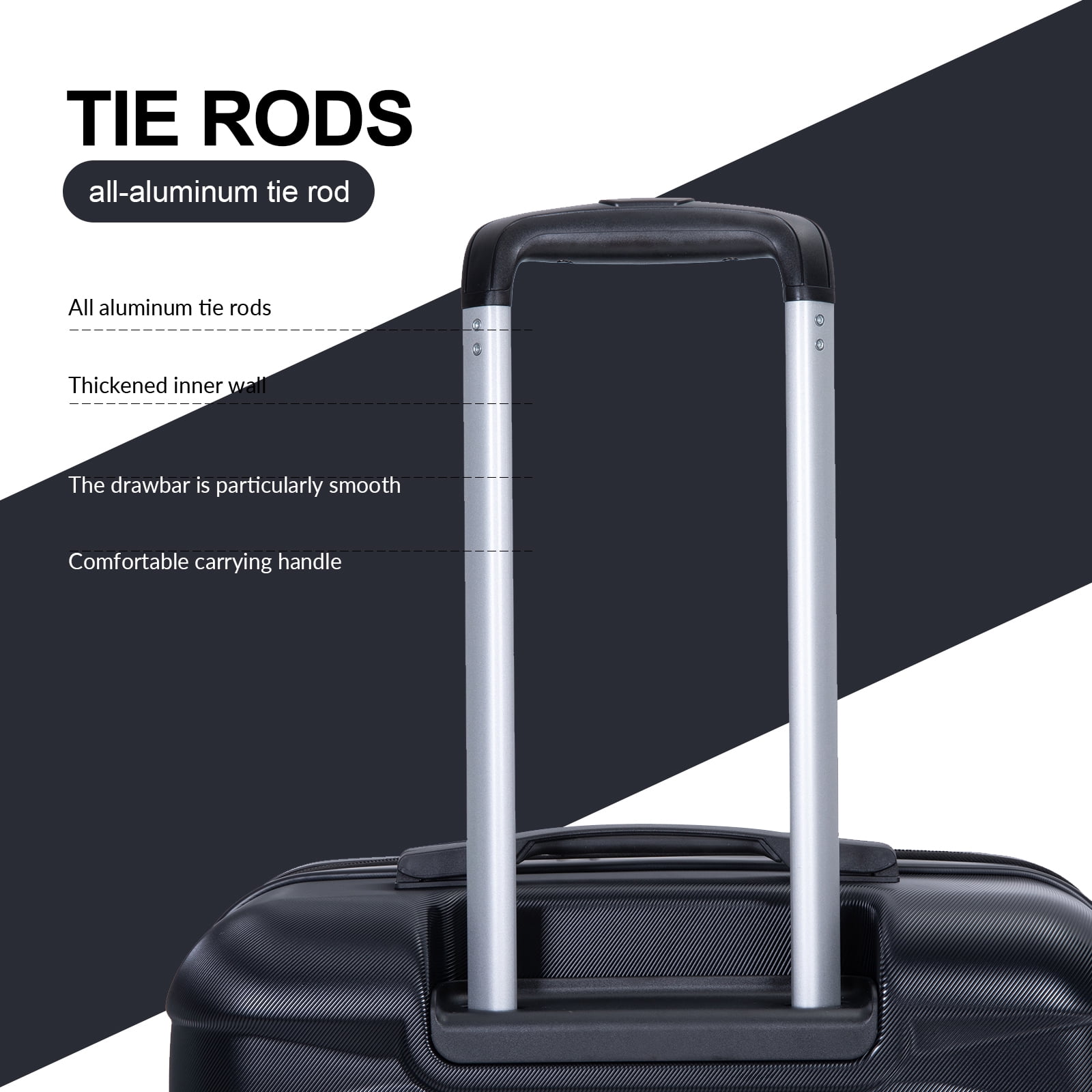 Tripcomp Hardside Luggage Set Carry on Lightweight Suitcase Set of 3Piece with Spinner Wheels TSA Lock 21inch 25inch 29inch Black