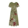 thumbnail image 3 of Pisexur Robes d'Été pour Femmes Col Rond Robe Fluide Plissée Tendance Manches Courtes Mode avec Poche Plage Été Évasée Imprimé Floral 2024 Robes, 3 of 4