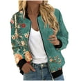 thumbnail image 2 of Guieoi Jackets for Women Clearance under $10.00 Women's Casual Fashion Printed Pocket Zippered Coat Loose Long Sleeves Top Green Black*Friday/Cyber*Monday Clearance, 2 of 6