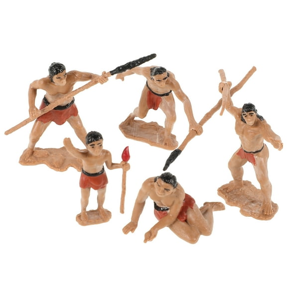 GOOHOCHY  5 Pcs Hunting Life Model Mini Primitive Men Figurines Scenes Man