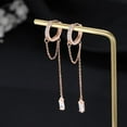 thumbnail image 4 of Solid 925 Sterling Silver CZ Hoop Earrings Chain for Women Teens Hoop Earrings Tassel, 4 of 13