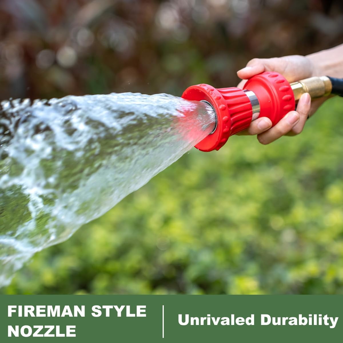 FANHAO Fireman Style Garden Hose Nozzle, Heavy Duty Fire Watering Nozzle, Adjustable Flow for Garden, Lawn