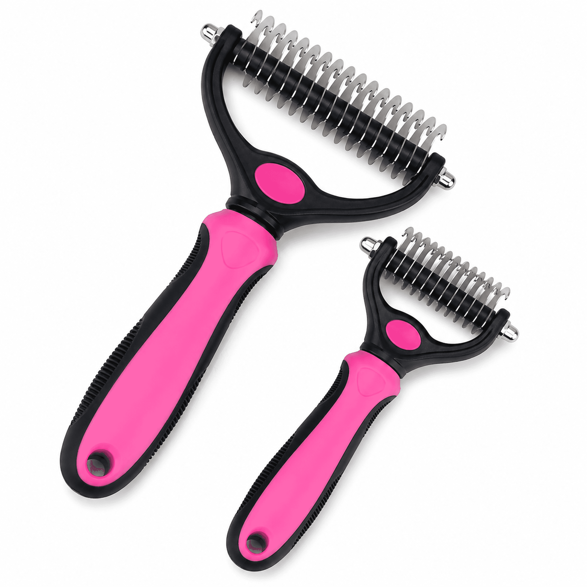 Pet Grooming Tool Double-Sided Deshedding and Dematting Rake Painless Undercoat Remover for Dogs and Cats