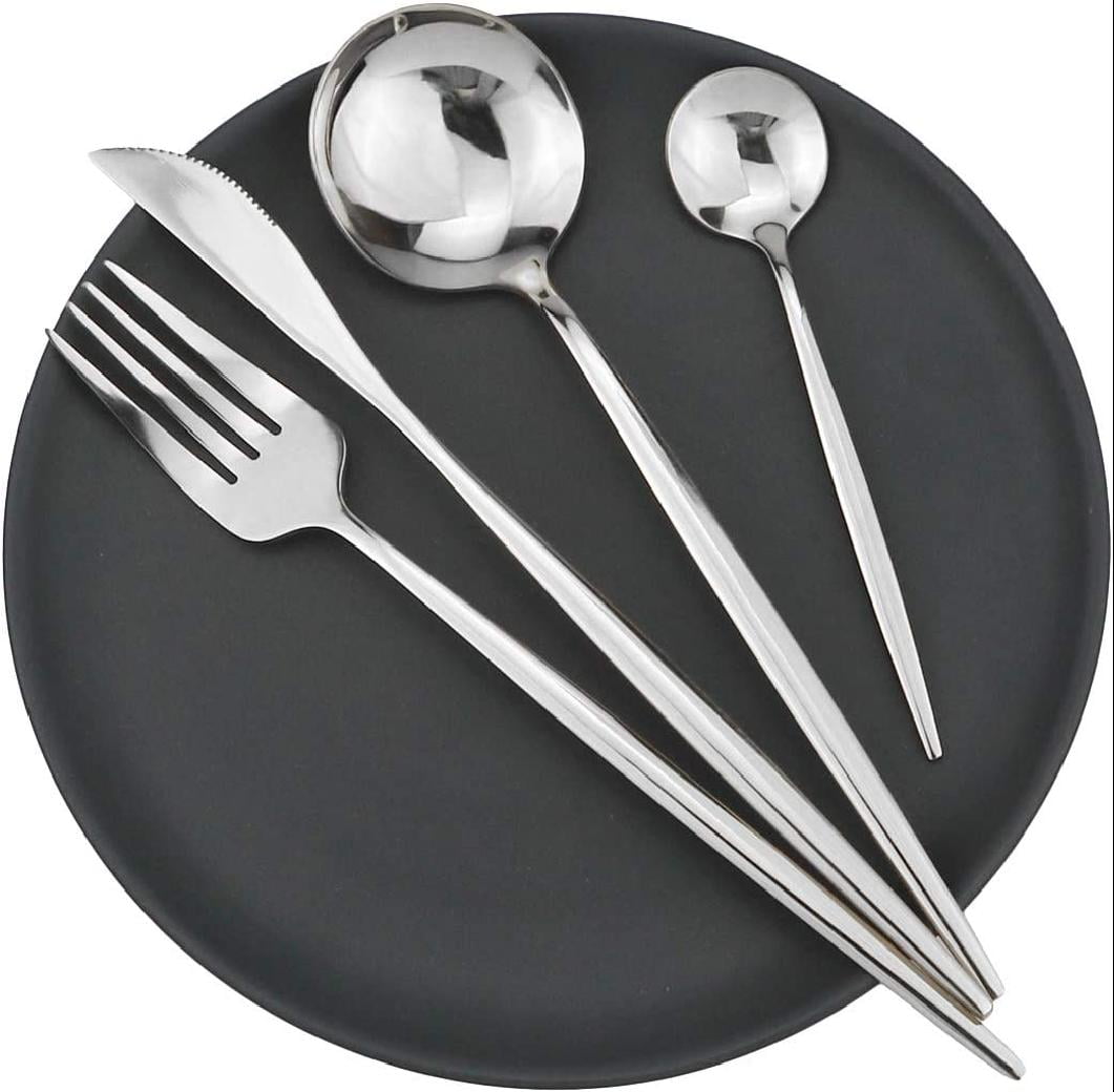 40Piece Silverware Set 18/10 Stainless Steel Reusable Utensils Forks