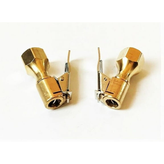 2 Piece Brass Closed Flow Straight Lock ON Tire Chuck Inflators