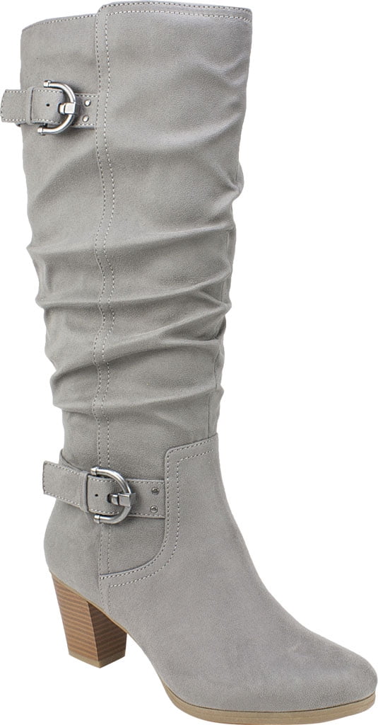 Women's Rialto Farewell Tall Boot Light Grey Suedette Fabric 8 M - Walmart.com