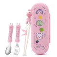 thumbnail image 1 of 4Pcs/Set Children Tableware Cartoon Deer Anti-scald Stainless Steel Spoon Fork Chopsticks Set for Toddler, 1 of 12