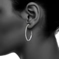 thumbnail image 5 of X & O Women's Silver Plated 35mm J-Hoop Earrings with White Crystals, 5 of 8