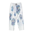 thumbnail image 4 of Balery Pale Blue Lotus Flowers print Women's Pajama Pants,Ultra Lightweight Pjs,Lounge Pant-XX-Large, 4 of 9