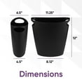 thumbnail image 2 of Superio Slim Bathroom Trash Can 2 Gallon Black Plastic Small Compact Waste Basket for Bedroom, Dorm, Under Office Desk Dustbin, 2 of 5