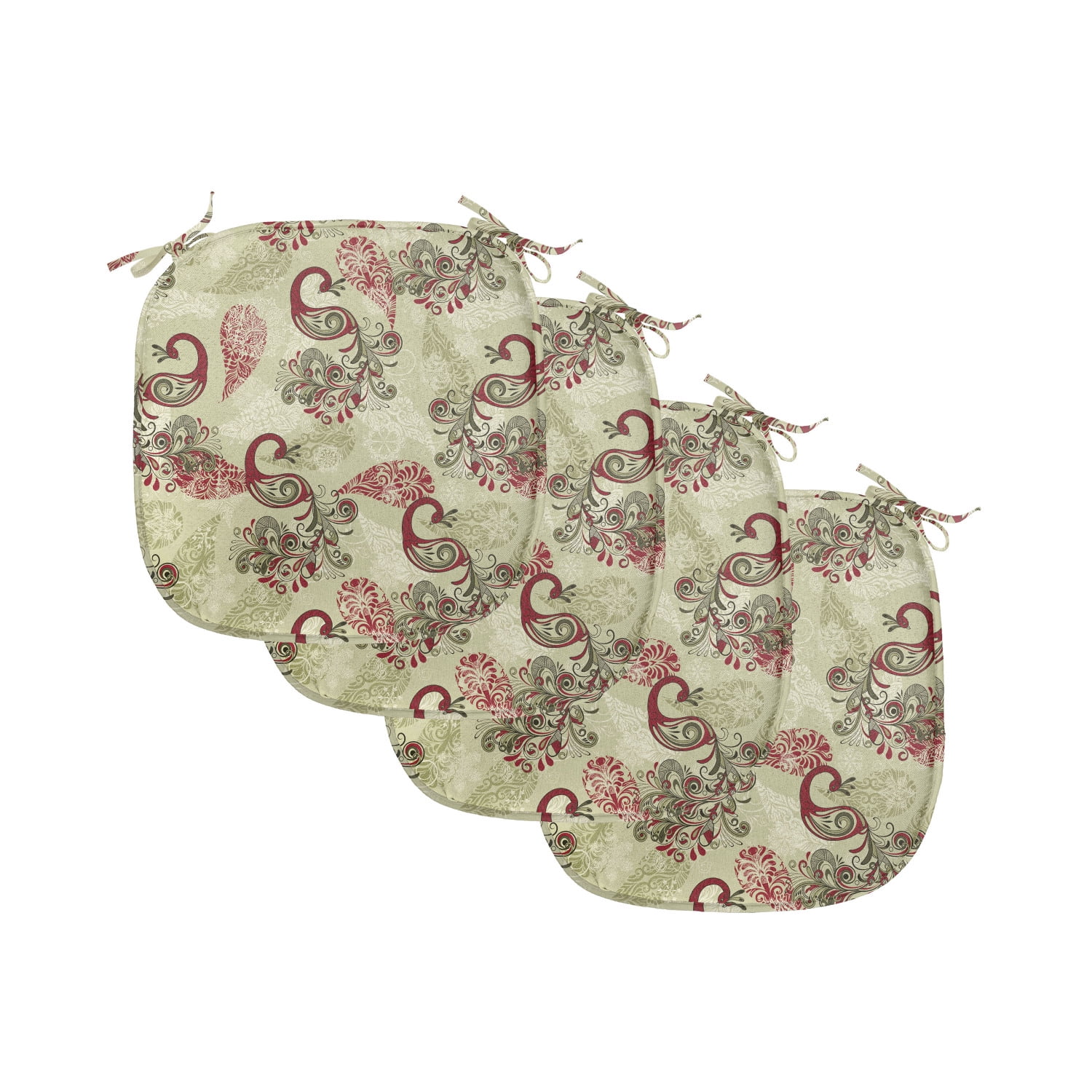 Peacock Chair Seating Cushion Set of 4, Winter Pattern Peacocks