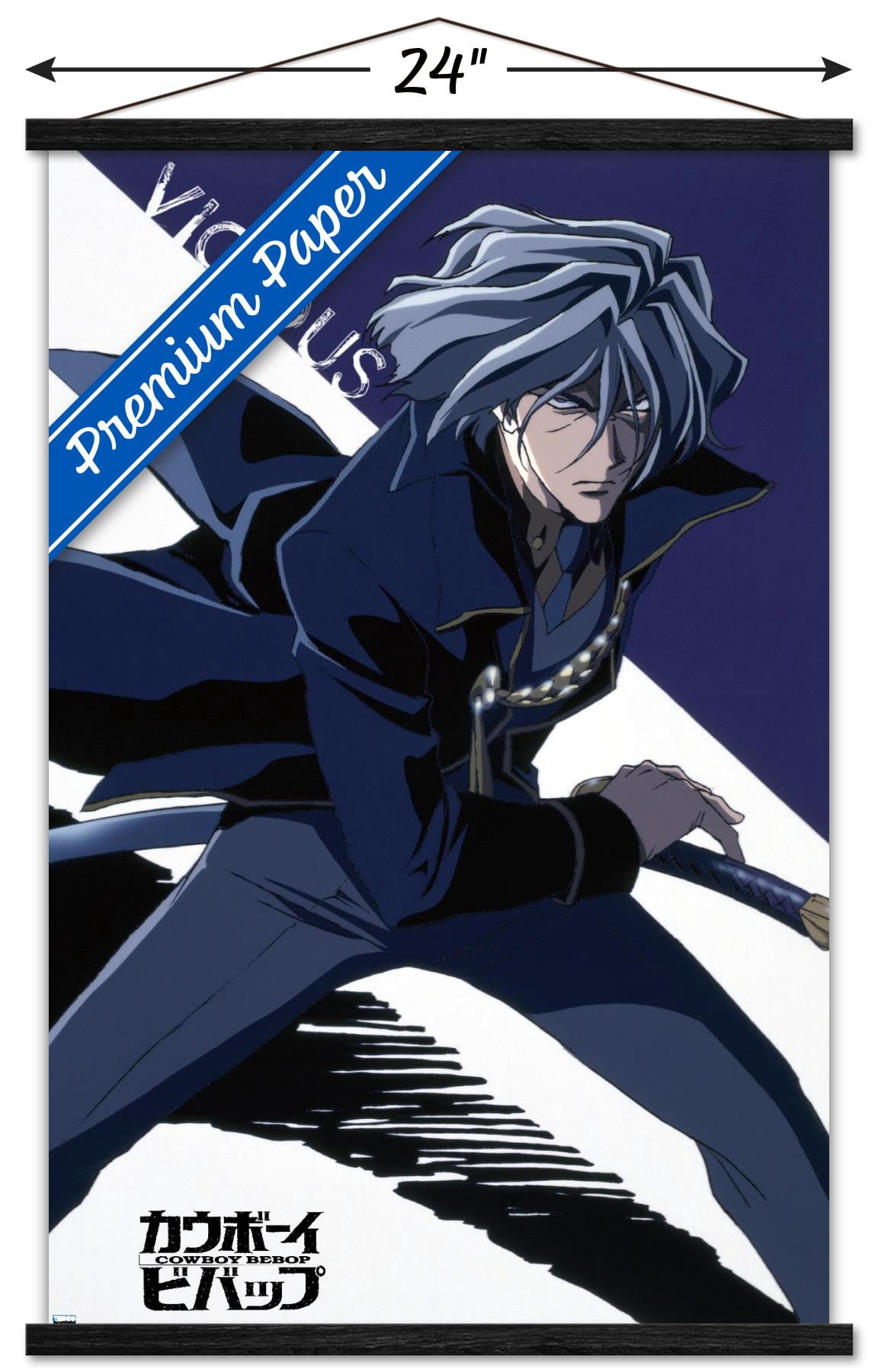 Cowboy Bebop - Vicious Wall Poster with Wooden Magnetic Frame, 22.375" x 34"