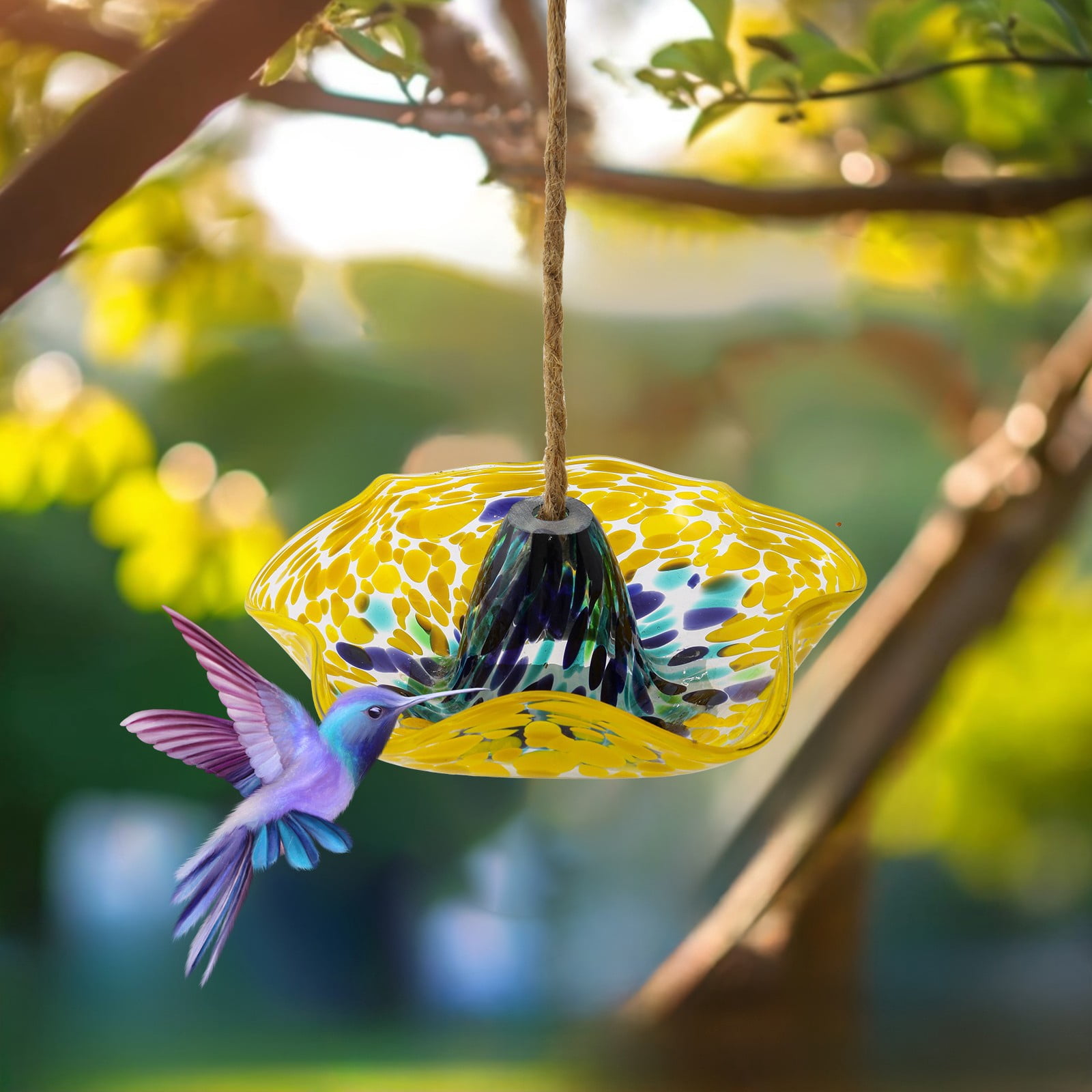 ZLBDYG Outdoor Hanging Bird Feeder – Windproof & Rainproof Wild Bird Feeding Station with 3 Hooks, Colorful Garden Decor for Backyard, Patio & Birdwatching Enthusiasts