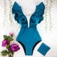 thumbnail image 2 of 2022 nuevo traje de baño Sexy de una pieza con estampado Floral y volantes, traje de baño con hombros descubiertos para mujer, ropa de playa sólida con escote en V profundo, traje de baño Monkini Tan Jianjun unisex, 2 of 2