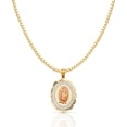 thumbnail image 1 of 14K Tri Color Gold Religious Our Lady of Guadalupe Charm Pendant with 1.2mm Box Chain Necklace - 18", 1 of 6