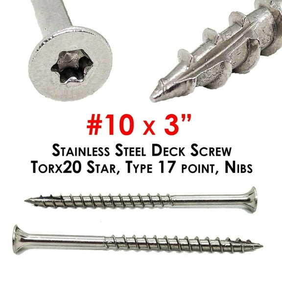 (500) #10 x 3" Stainless Steel Deck Screws STAR
