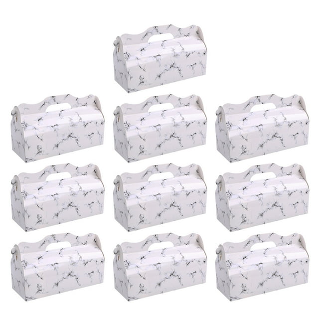 10 Pcs Boîte d'Emballage pour Rouleau de Gâteau Marbré Conteneurs Portables pour Rouleau Suisse Support de Dessert Cadeaux de Fête (Long)