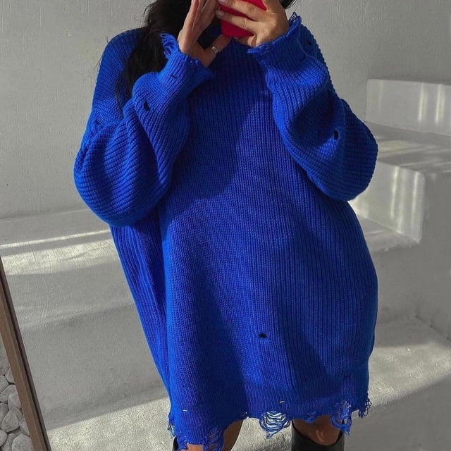 Qertyioot Cardigans pour Femmes, Mode pour Femmes Col Rond Mi-Long Tricoté Haut à Manches Longues Veste