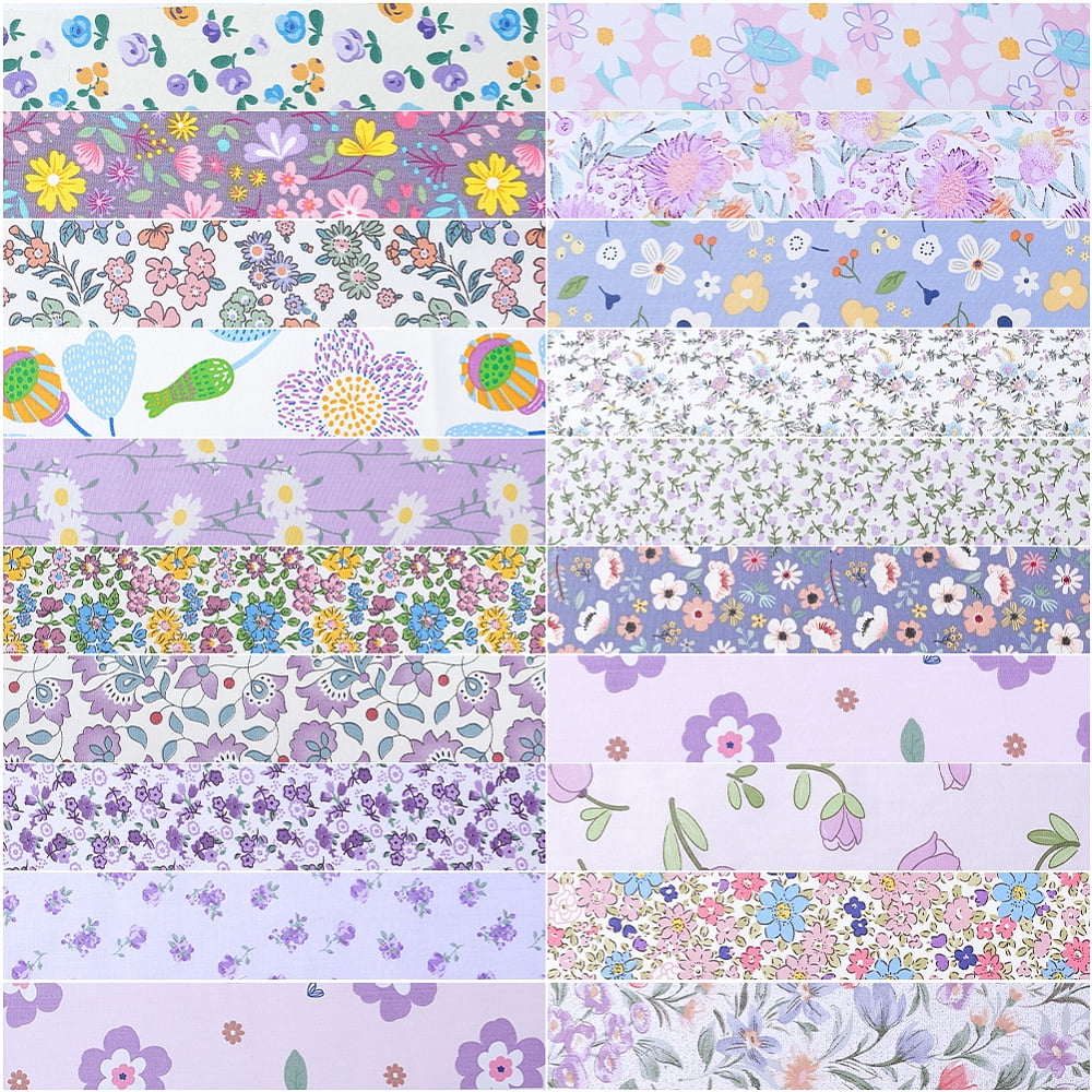 1set Flower Pattern Cotton Quilting Stripss Fabric Patchwork Fabric for DIY Craft Sewing Mixed Color 1000x65x0.1mm 40pcs/set