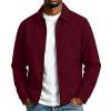 MXUIKV Men's Casual Jacket Regular Fitted Zip up Lapel Collar Solid Color Work Outerwear with Pockets(X-Large,Red)