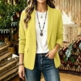 thumbnail image 2 of YgkuHd Fall Blazers for Women Fitted Lapel Long Sleeve Solid Casual Suit Jacket Dressy Work Office Outfits with Classic Style,Yellow_L, 2 of 5