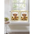 thumbnail image 4 of Yellow Yak 2 Panel Kitchen Curtains for Small Windows, Sunflowers Checkered Elegant Pastoral Buffalo Bathroom Tier Curtain, Short Window Treatment for Bedroom/Living Room 55"x36", 4 of 6