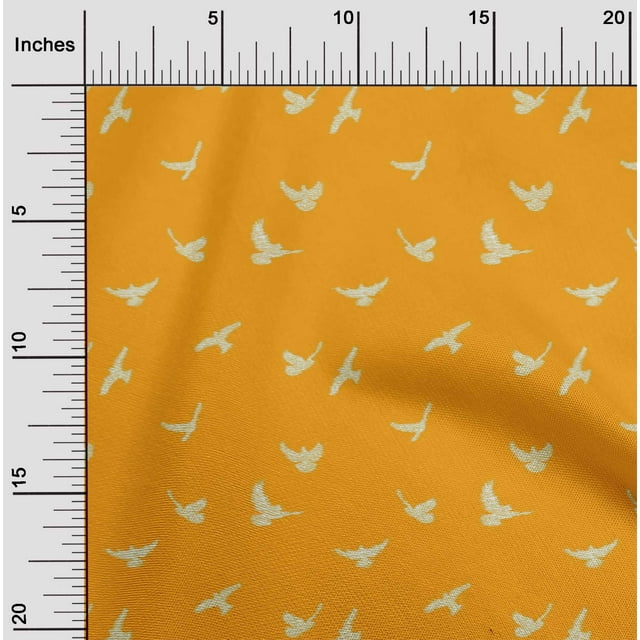 oneOone Cotton Poplin Fabric Bird Ikat Print Fabric By Yard 56 Inch Wide