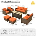 thumbnail image 6 of XIZZI 7 Pieces Outdoor Patio Furniture, All Weather Rattan Outside Chair Set, High Back Wicker Conversation Set with 54" Fire Pit Table for Garden, Orange Red, 6 of 10