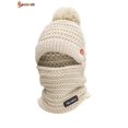 thumbnail image 3 of Spencer Womens Beanie Hat Winter Hat Scarf Mask Set Ladies Warm Earmuff Hat Cable Knitted Pom Pom Hats "Beige", 3 of 7