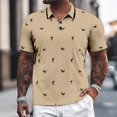 thumbnail image 2 of Mens Business Polo Shirt Short Sleeve T Shirt Button Down Resistant Tee Summer Top Khaki S, 2 of 7