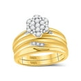 thumbnail image 2 of 10kt Yellow Gold His Hers Round Diamond Cluster Matching Wedding Set 3/8 Cttw, 2 of 4