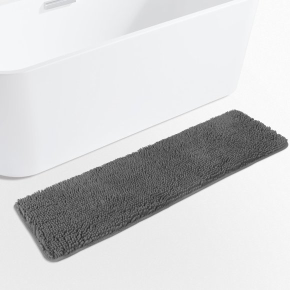 Alfombra de baño Yeaban de chenilla gris oscuro, 47 x 17 cm, absorbente