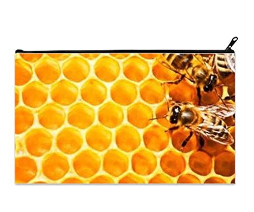 Bee on Honeycomb Pencil Pen Organizer Zipper Pouch Case 