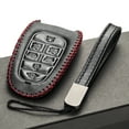 thumbnail image 4 of Vitodeco Leather Smart Key Fob Case Cover Protector Compatible with Tucson, Santa FE, Sonata, Nexo (2019 - 2024 Models) - 7-Button, Black/Red, 4 of 5