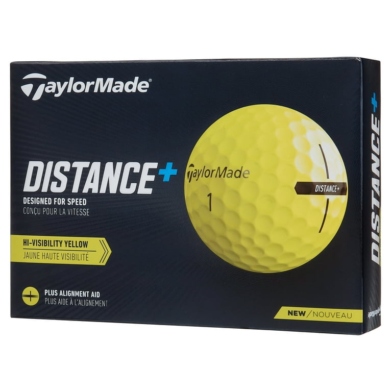 Taylormade 2021 Distance Plus Golf Balls, Yellow, 12 Pack