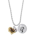 thumbnail image 1 of Delight Jewelry Brown Tiger Print Heart with Nurse Hat Silvertone Script Initial Disc - P - Charm Necklace, 20"+3", 1 of 4