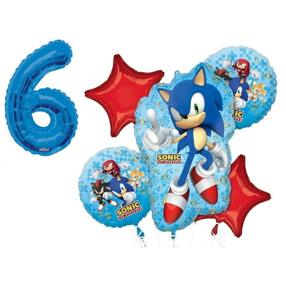 Sonic the Hedgehog 6th Happy Birthday 6 Piece Balloons Set