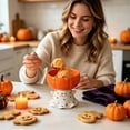 thumbnail image 5 of Miwamany Halloween Ghost Pumpkin Ceramic Dessert Bowl, Footed Ice Cream Snack Dish for Thanksgiving Fall Table Decor, Cute Spooky Serving Bowl 3.4x3.7x3.9in, 5 of 6