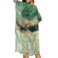thumbnail image 4 of HELLHERO Lapis Lazuli Grain Kimono Swimsuit Cover up Loose Polyester Long Women Beach Kimono Coverup, 4 of 6