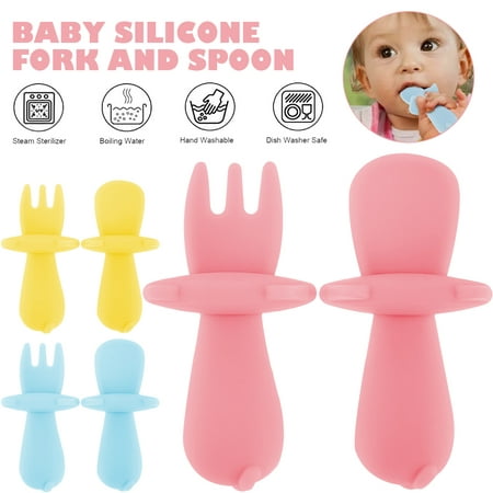 

RELAX Toddler Utensils Set Self-Feeding Silicone Baby Utensils Anti-Choke BPA-Free Baby Fork and Spoon Set with Protective Choke Barriers for Baby Toddler Led Weaning Ages 6 Months Up