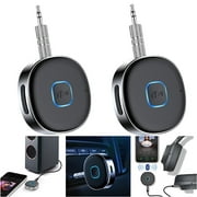 OBOSOE Bluetooth Aux Receiver for Car, Portable 3.5mm Aux Bluetooth Car Adapter, Bluetooth 5.0 Wireless Audio Receiver for Car Stereo/Home Stereo/Wired Headphones/Speaker, 16H Battery Life,2PCS