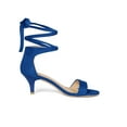 thumbnail image 3 of BLISSFUL STEP Women's Shoes Faux Suede Lace Up Open Toe Kitten Heel Cushioned Footbed Sandals  Royal Blue 7.5, 3 of 7