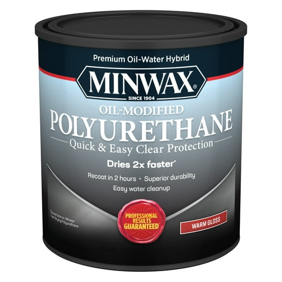 Minwax 630150444 Water-Based Oil-Modified Polyurethane, Warm Gloss, Clear, 1 Quart, (1 Piece, 1 Pack)