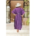 thumbnail image 3 of HAPPY BAY Women's Summer Relaxed Fit Caftan Maxi Robe Sleepwear Loungewear Dashiki Dresses for Women 2X-3X Magenta, Chevron, 3 of 4