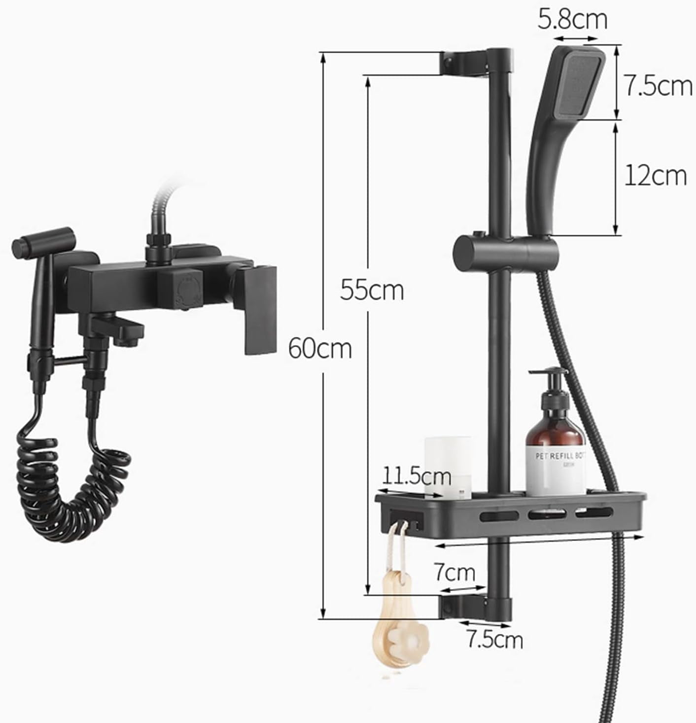 Bath Mixer Tap with Shower Attachment Bathtub Faucet Wall Mounted Black Faucet Hot and Cold Water Brass Hand Shower Bathroom Faucet