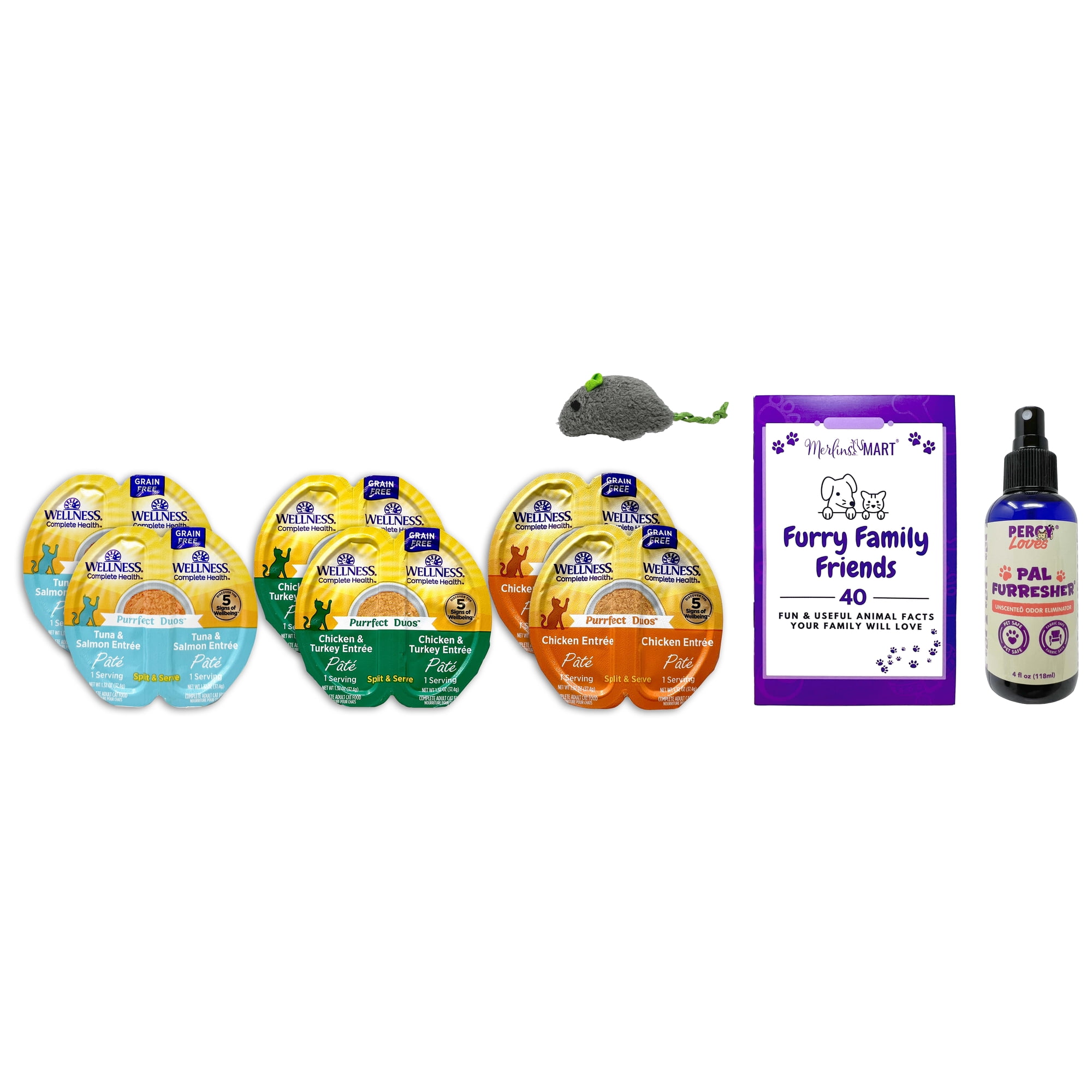 Wellness Complete Health Purrfect Duos Grain-Free Wet Cat Food Variety 6-Pack with Toy, Spray, MerlinsMart Zine